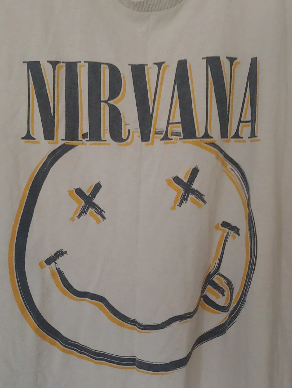 Nirvana Graphic Tee | XL | Oversized | Beige | Vintage Style Smiley - Picture 2 of 4